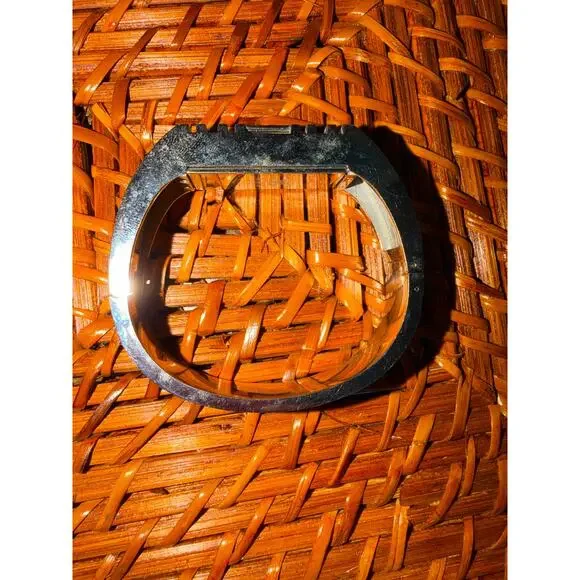 Tory Burch Silver Hinged Cuff Bracelet Logo Cutout Bangle - Picture 8 of 8